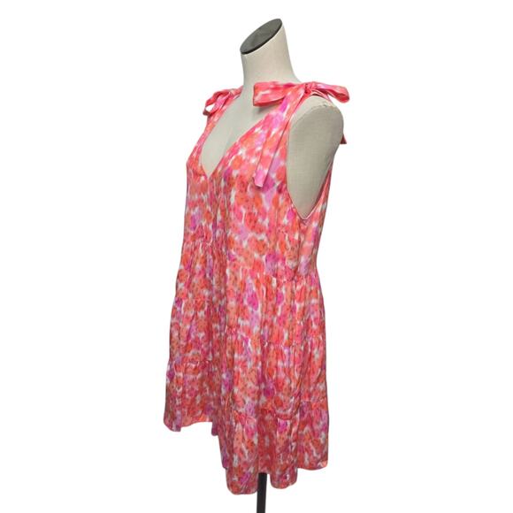 Amanda Uprichard Pruitt Dress in Pink Lacquer‎ Shoulder Tie Accent Size Large - Picture 7 of 9